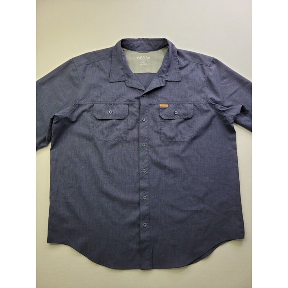 Orvis Men's XXL Navy Casual Button Shirt Lightweight Breathable Chest Pockets SS - Picture 4 of 9